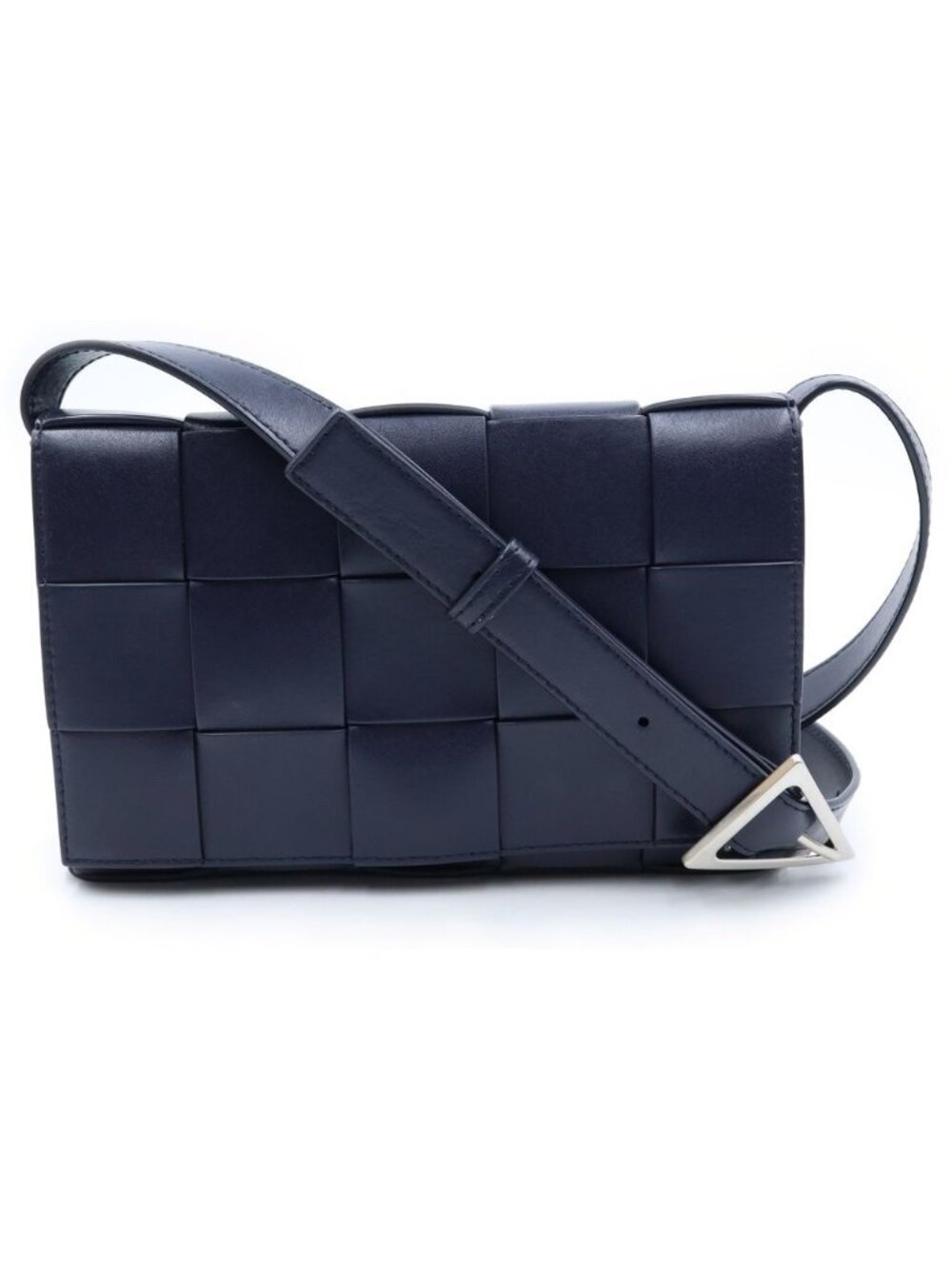 Bottega Veneta Cassette Maxi Intrecciato Leather Shoulder Bag Navy